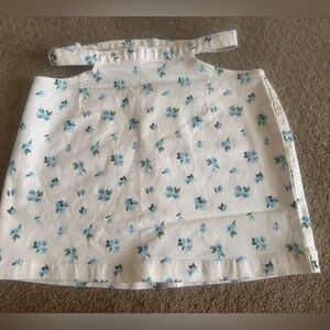 WeWoreWhat White and Blue Floral Patterned Cut Out Skirt